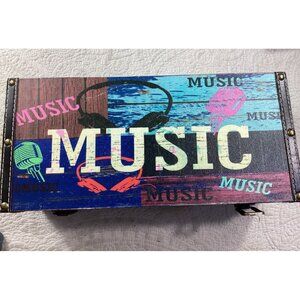 Music-Themed Vintage-Style Decorative Storage Box With Clasp Closures*EUC